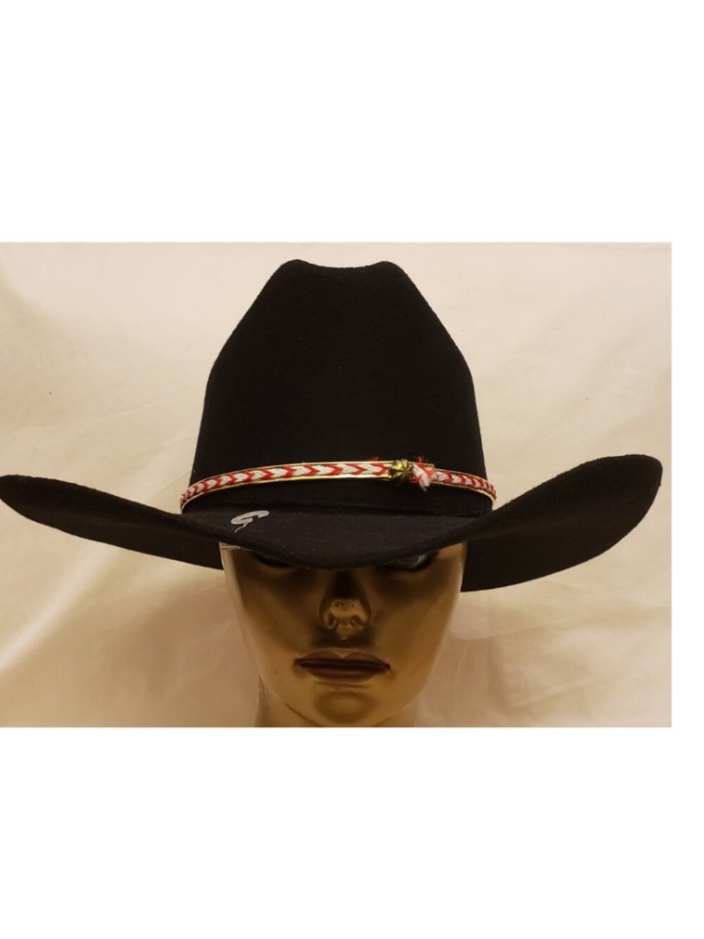 PIGALLE Western Cowboy 7X Black Felt Hat with Multicolor Band Size 7-1/4 USA